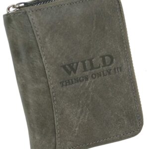 Męski skórzany portfel z ochroną RFID, z zamkiem błyskawicznym, przegr