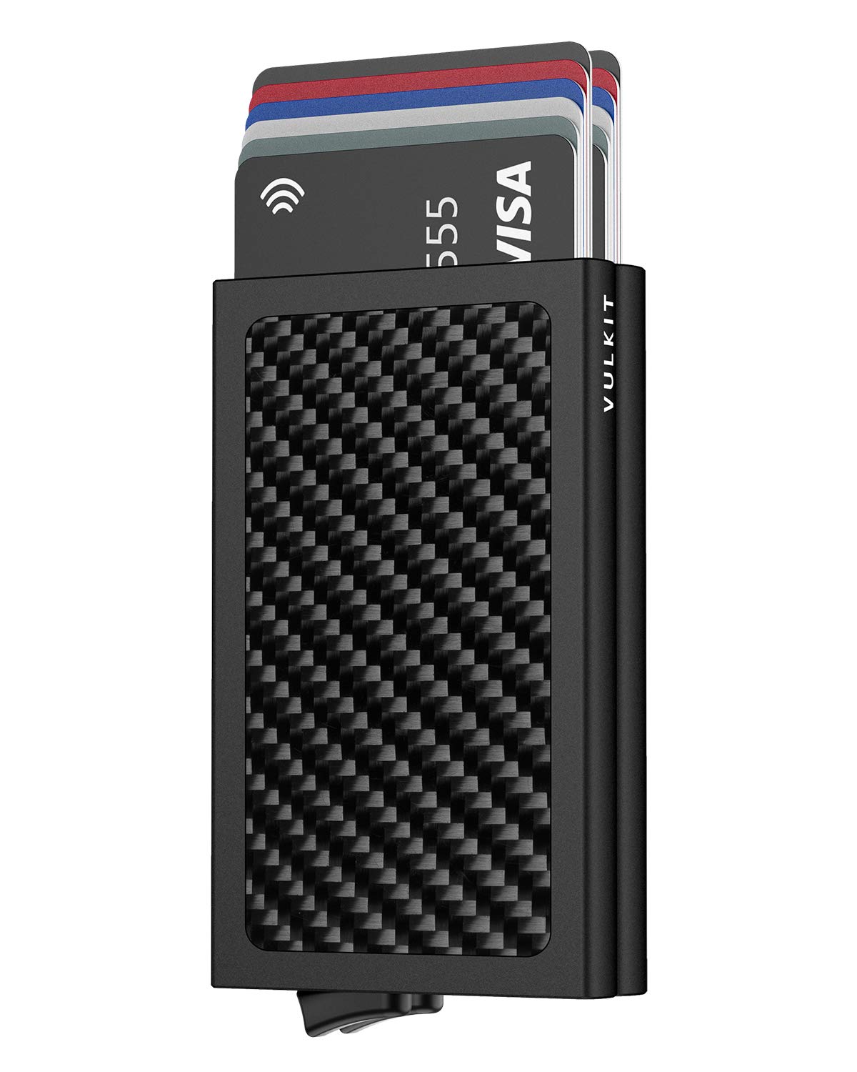 VULKIT Etui na karty kredytowe, ochrona RFID, rozkładane metalowe etui