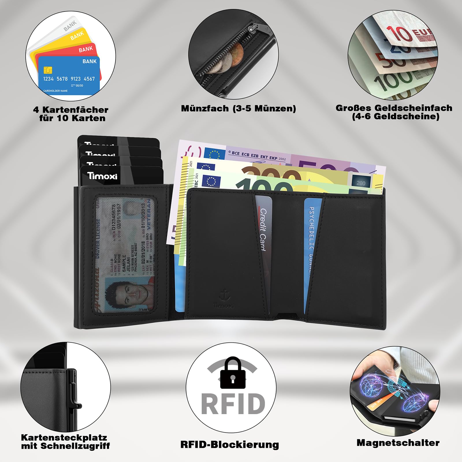 Etui na karty kredytowe, mini portfel z kieszenią na monety, portfel m - obrazek 6