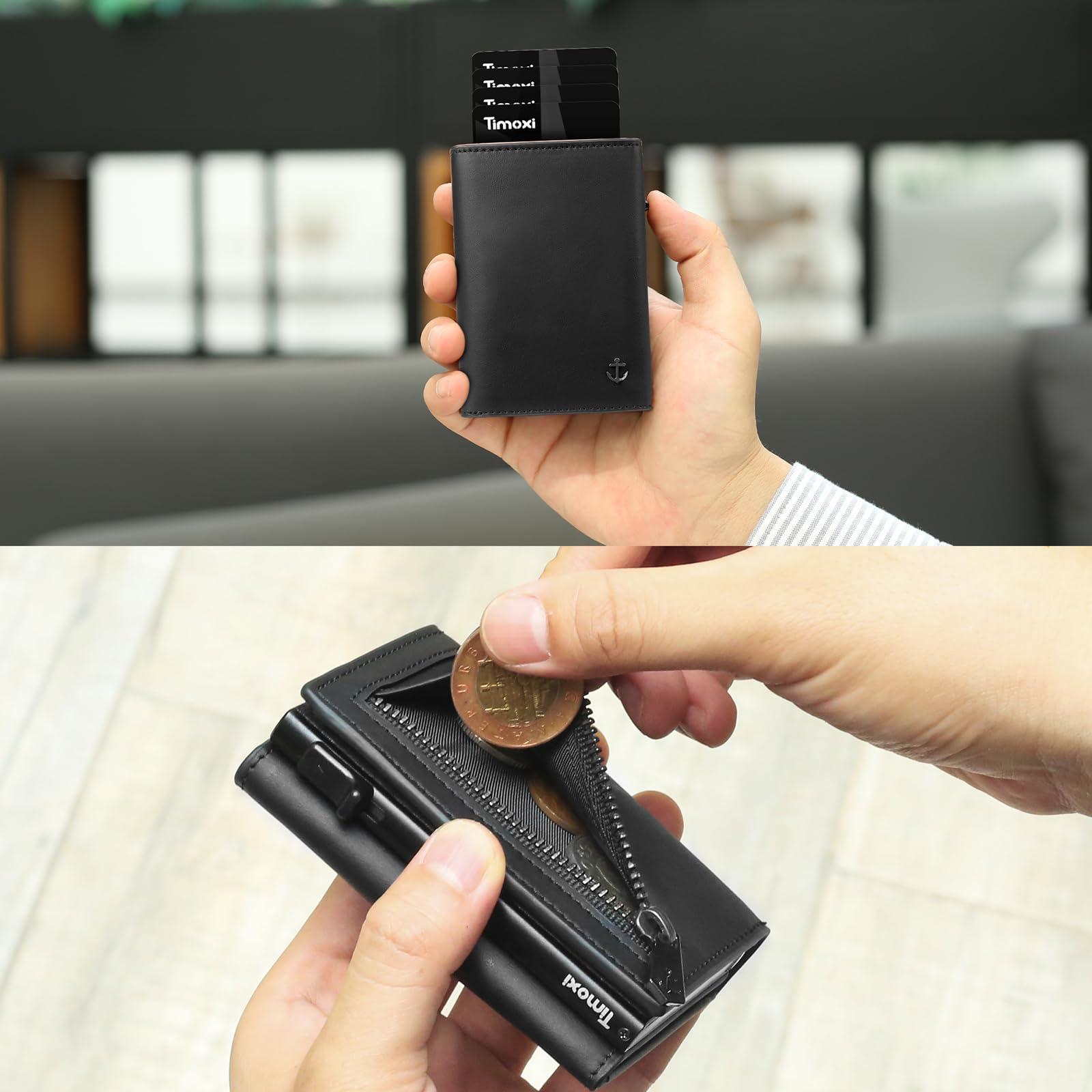 Etui na karty kredytowe, mini portfel z kieszenią na monety, portfel m - obrazek 3