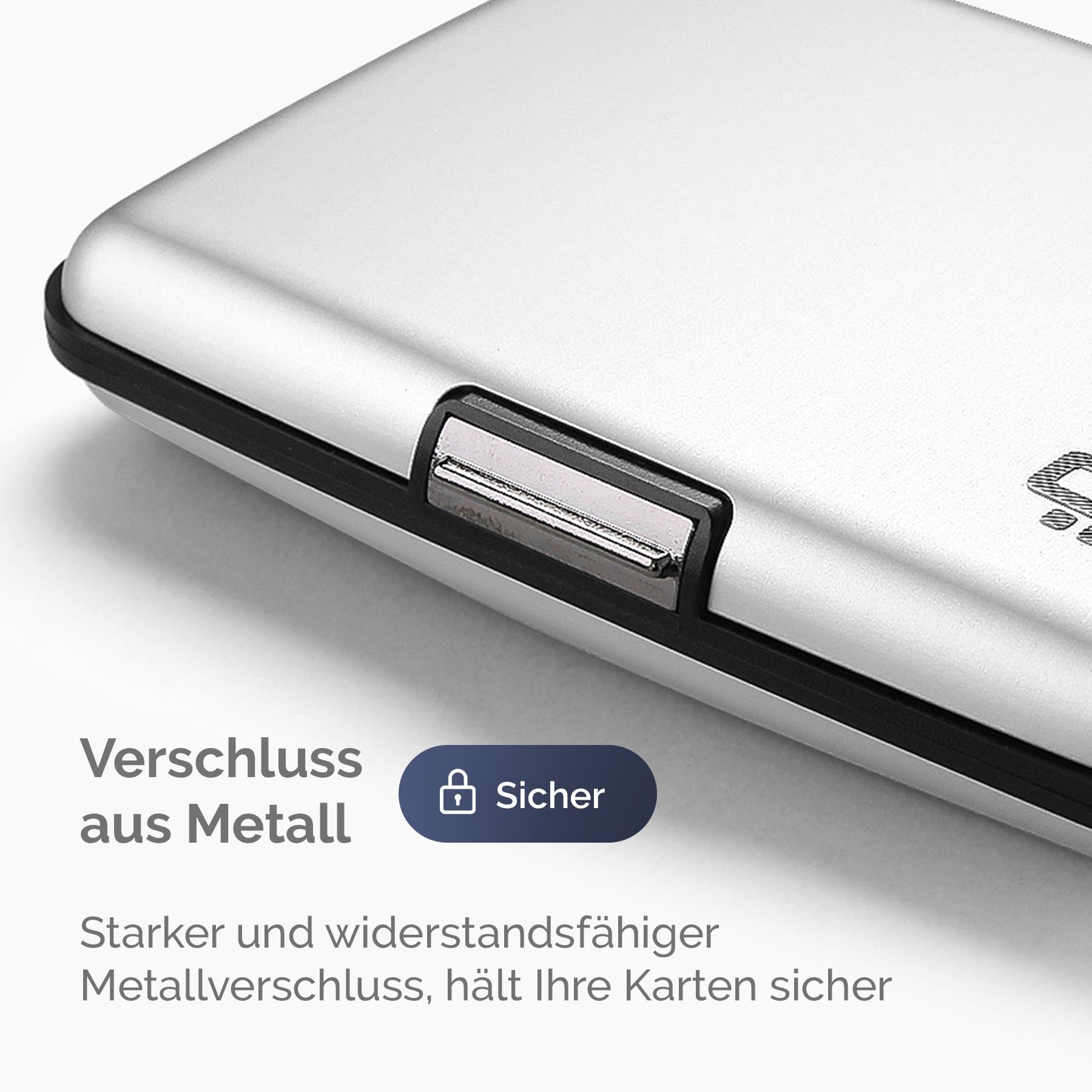 Aluminiowe etui na karty z metalowym zamkiem, ochrona RFID przed oszus - obrazek 4