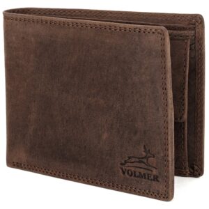 Smukły skórzany portfel, z blokowaniem RFID, brązowy, czarny, nappa, s