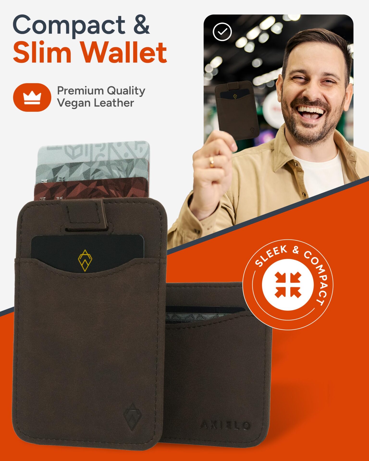 Portfel - wąski i minimalistyczny męski portfel na karty - blokowanie - obrazek 9