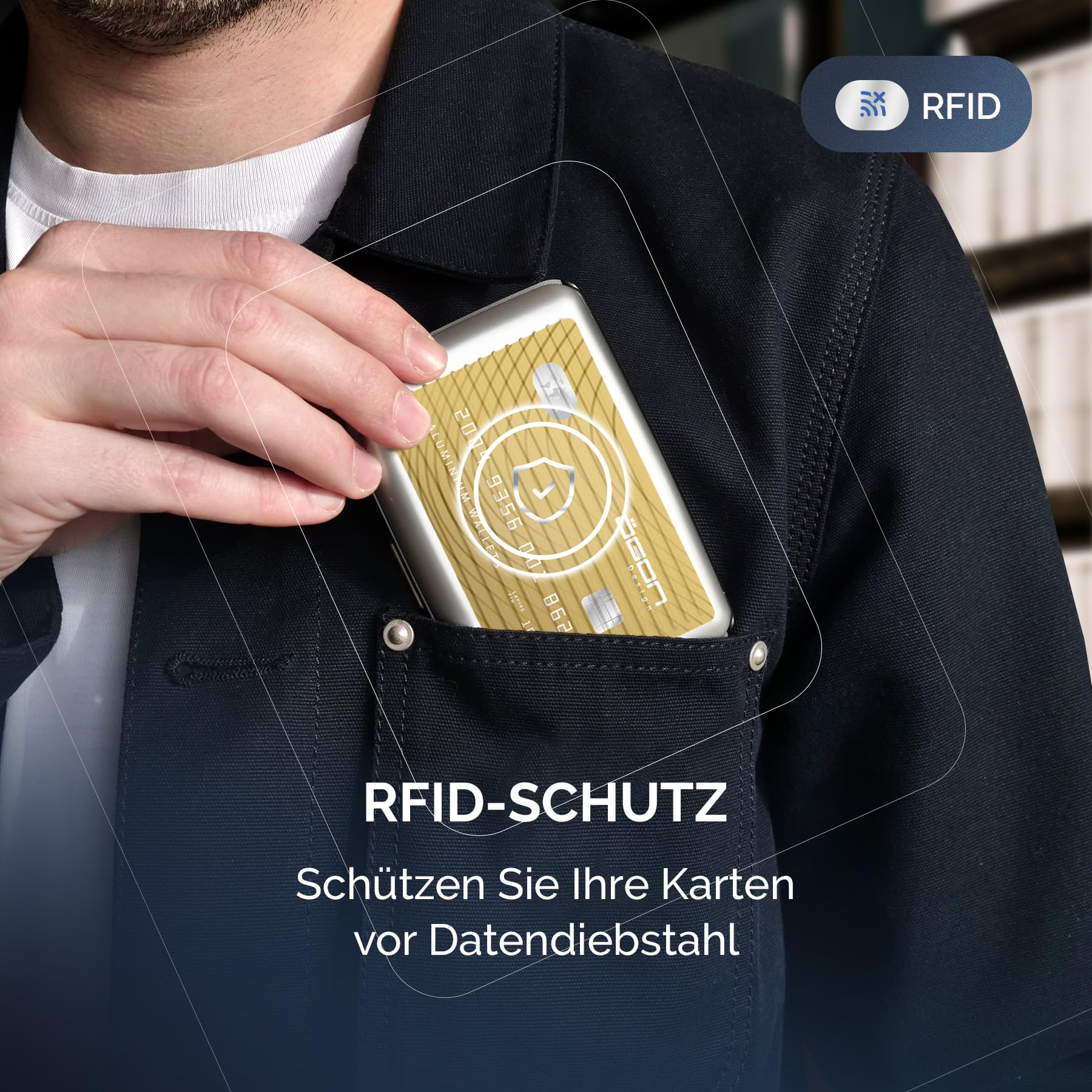 Aluminiowe etui na karty z metalowym zamkiem, ochrona RFID przed oszus - obrazek 3