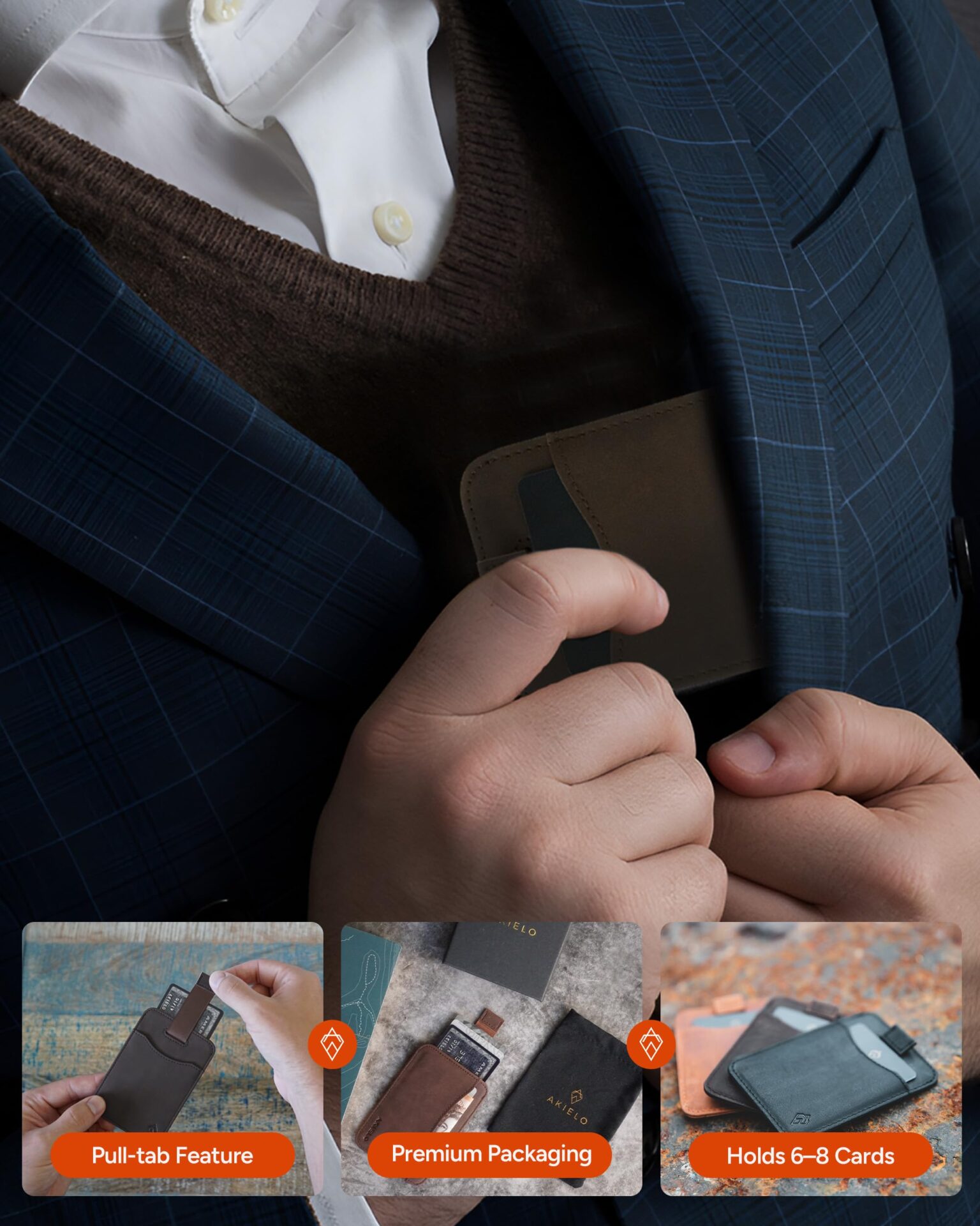 Portfel - wąski i minimalistyczny męski portfel na karty - blokowanie - obrazek 5