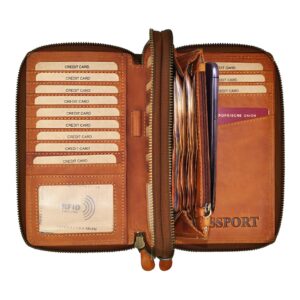 Benthill Duży portfel z prawdziwej skóry z ochroną RFID - portfel podr