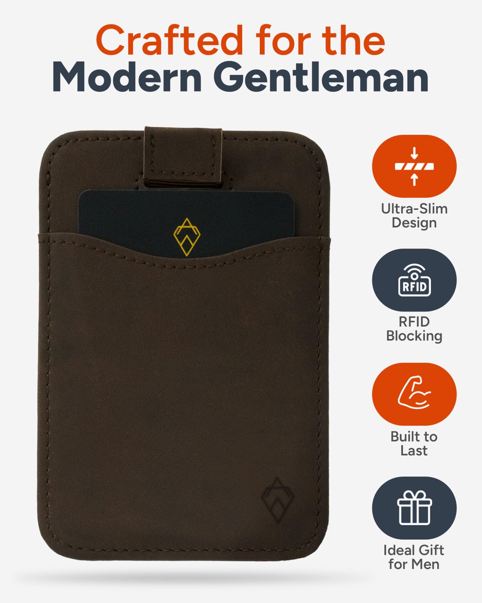 Portfel - wąski i minimalistyczny męski portfel na karty - blokowanie - obrazek 3
