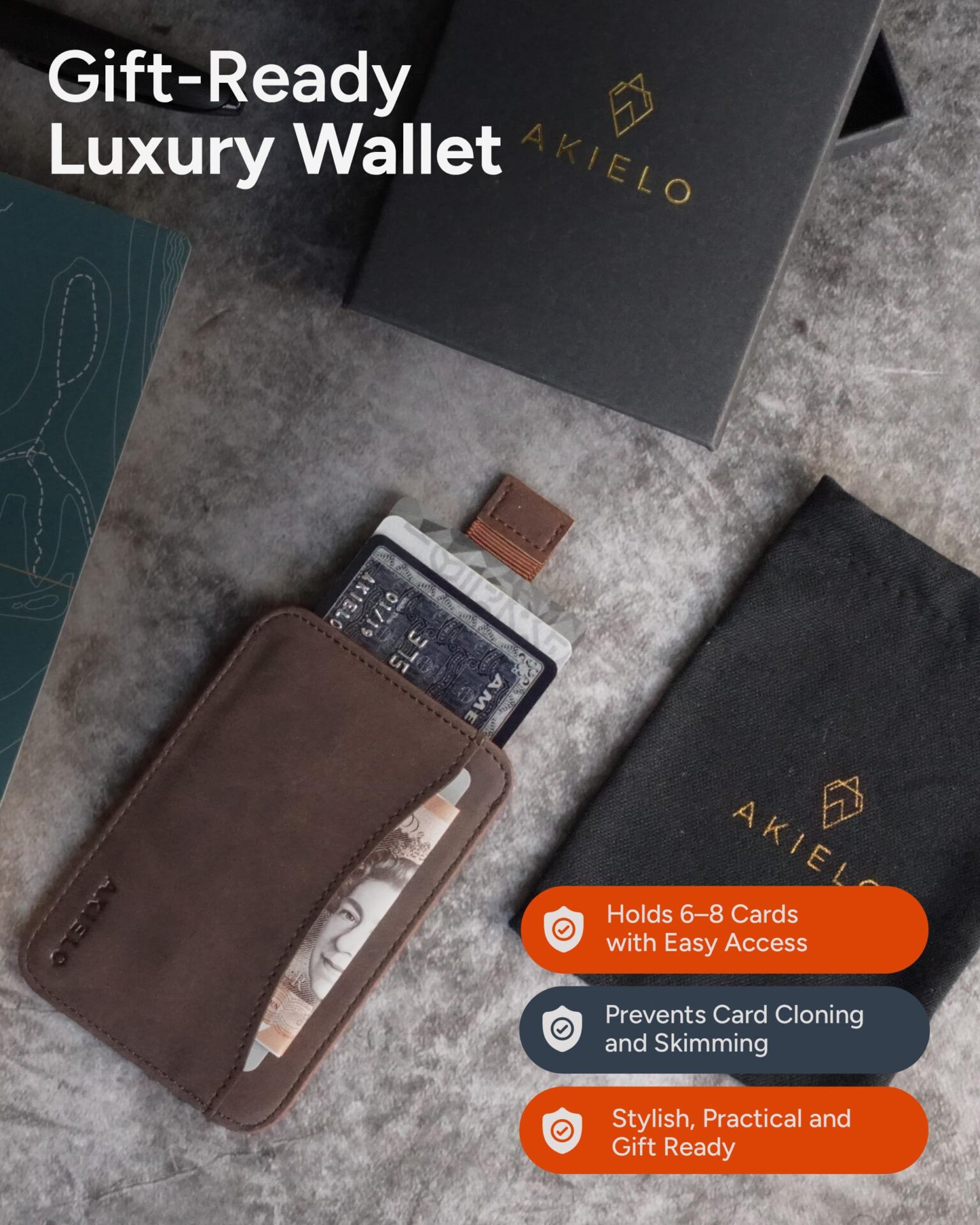 Portfel - wąski i minimalistyczny męski portfel na karty - blokowanie - obrazek 4