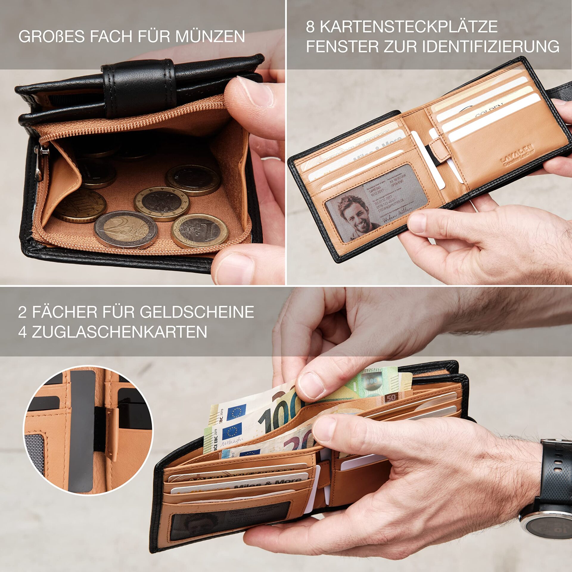 Prawdziwa skóra Portfel męski RFID System antykradzieżowy Posiadacz ka - obrazek 9