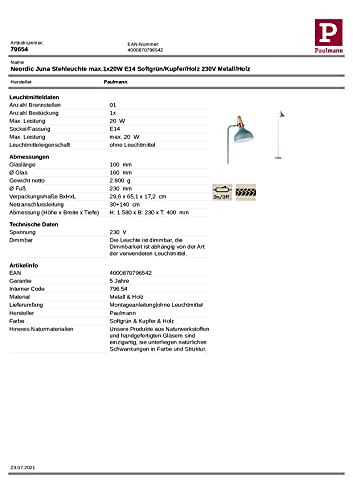 Paulmann 79654 Neordic Juna oprawa stoj.maks. 1x20W lampa stojąca na ż - obrazek 2