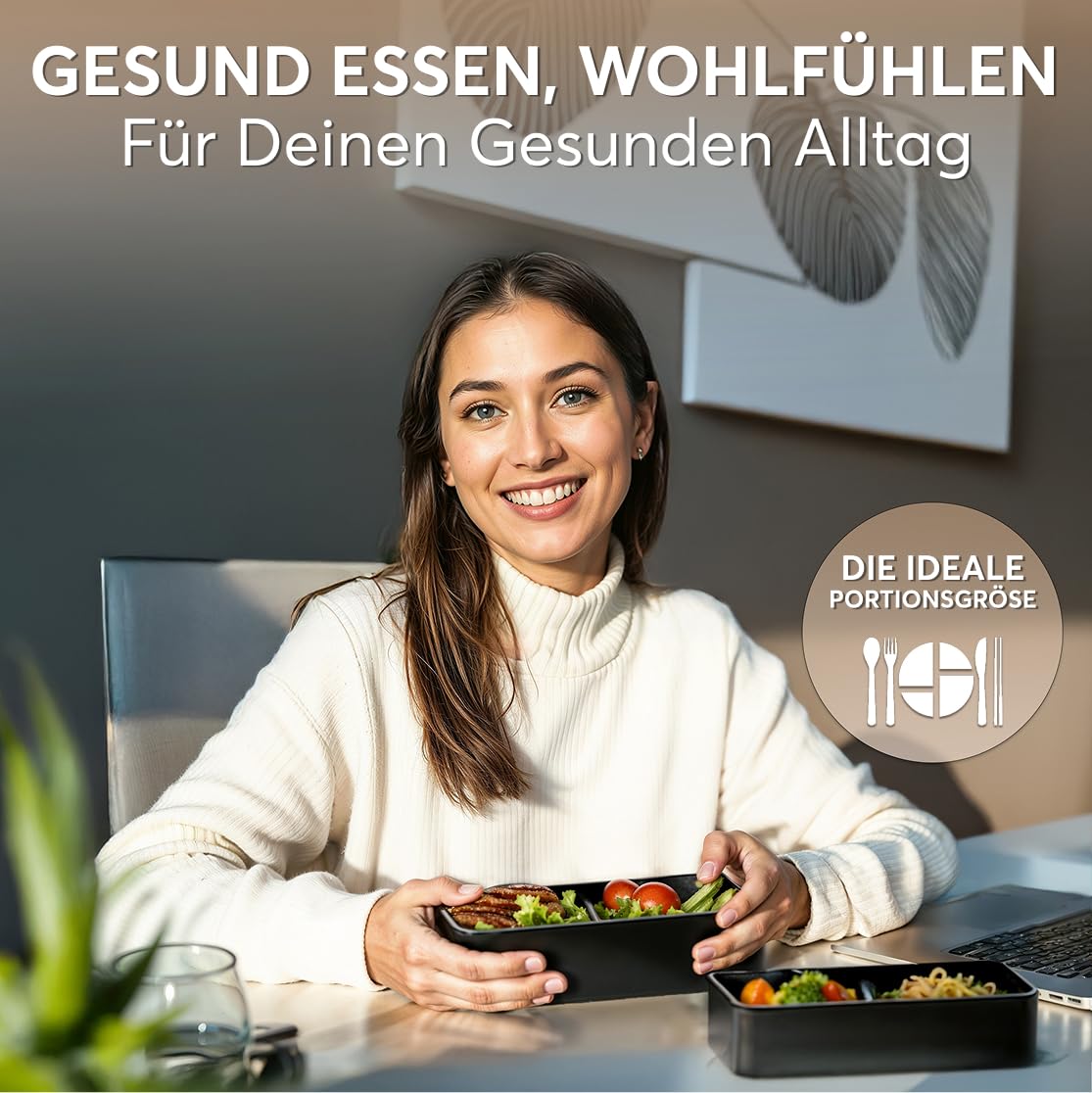 Umami Bento Pudełko na Lunch, 2 Garnki na Sos & Sztućce w Zestawie, Be - obrazek 7