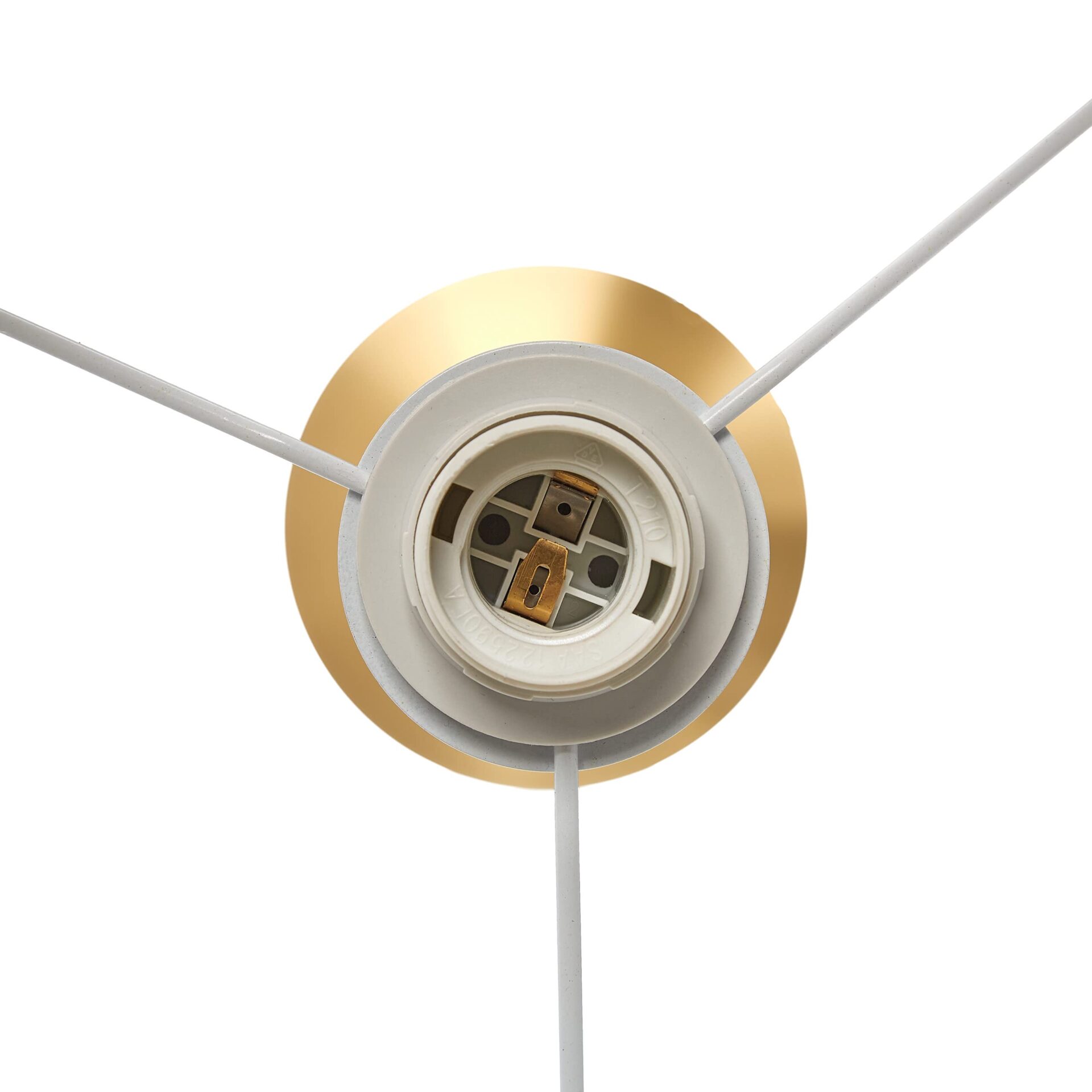 Relaxdays Lampa stojąca do salonu E27 z kablem materiał abażur Ø 43 cm lampa stojąca w stylu vintage 156 cm wysokości beżowo-złota - obrazek 3