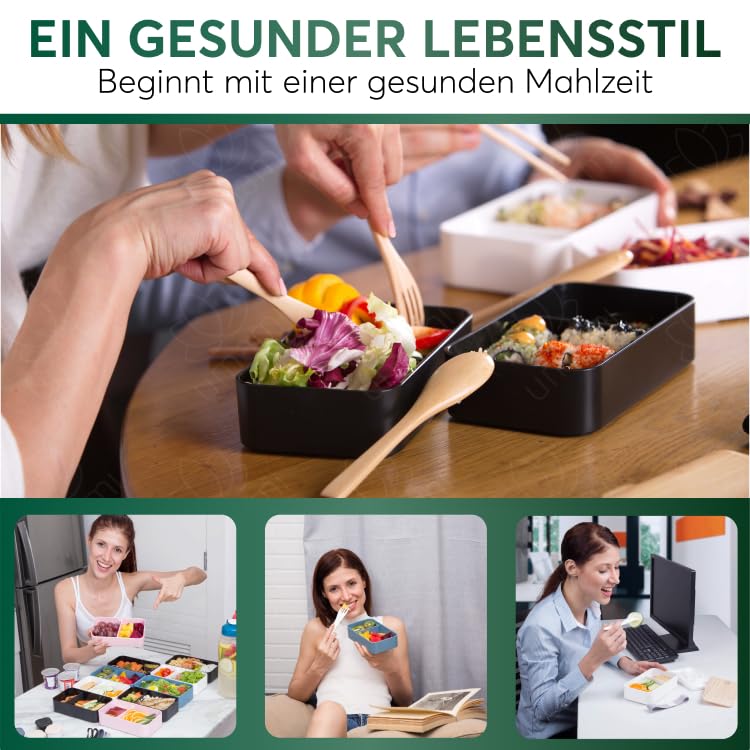 Umami Bento Pudełko na Lunch, 2 Garnki na Sos & Sztućce w Zestawie, Be - obrazek 2