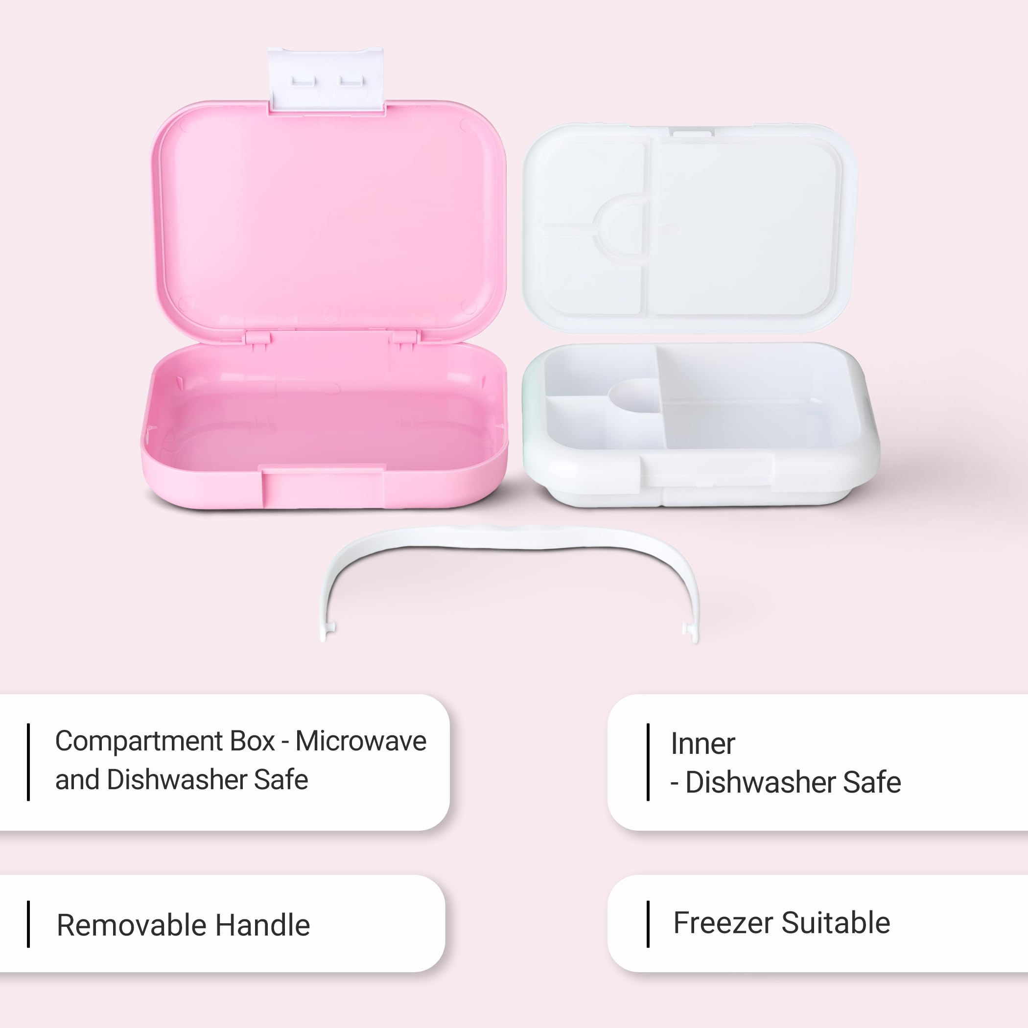 VINSUN Pudełko na lunch dla dzieci z 4 przegródkami - szczelne, nie za - obrazek 7