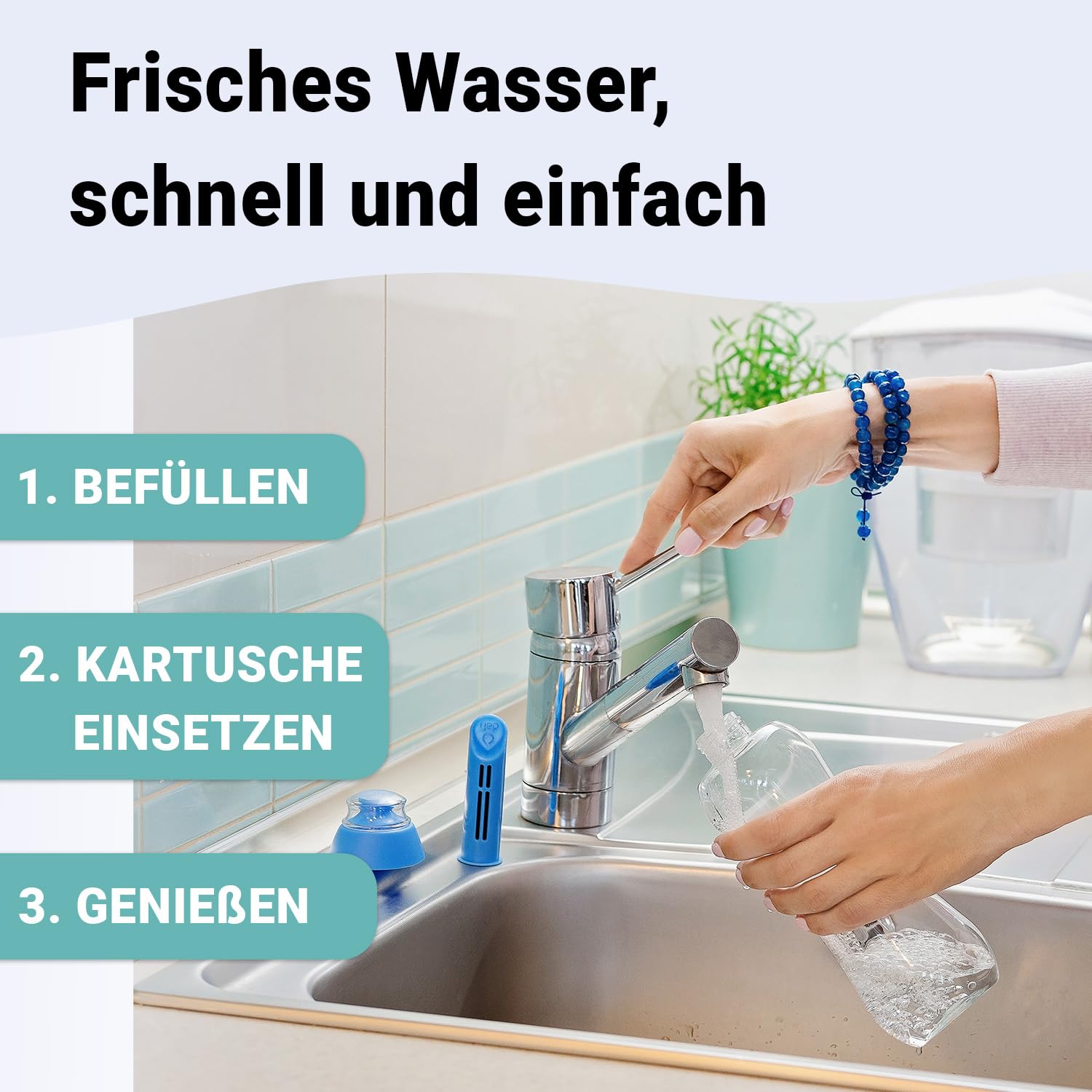 PearlCo Butelka z filtrem do wody 700 ml (żółta) - w zestawie 1 wkład - obrazek 7