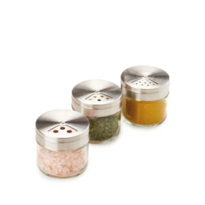 Metaltex Słoiki na przyprawy, zestaw 3 sztuk, płaskie, 100 ml, szklane