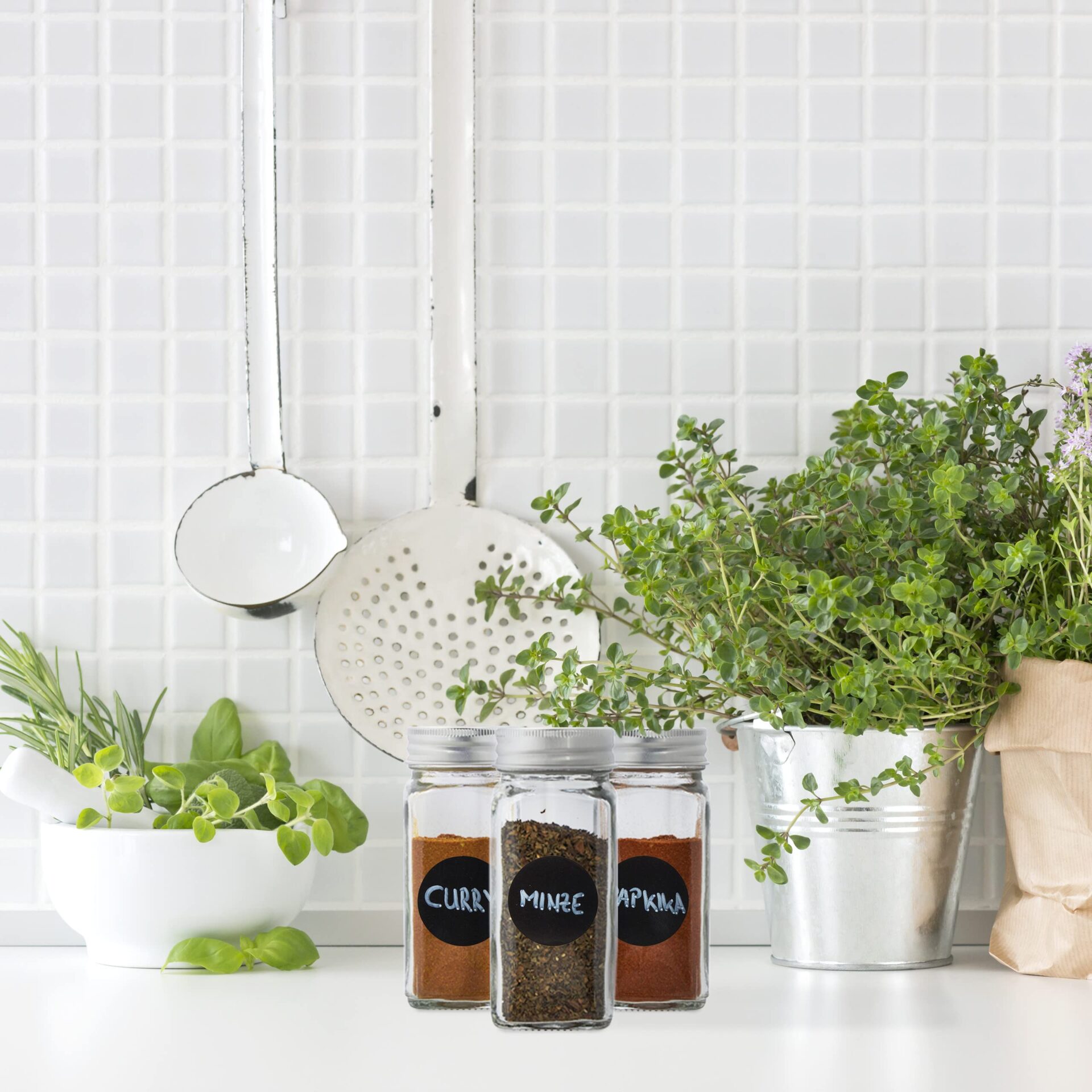 Relaxdays Słoiki na przyprawy, zestaw 36 sztuk, wkład do posypywania, - obrazek 8