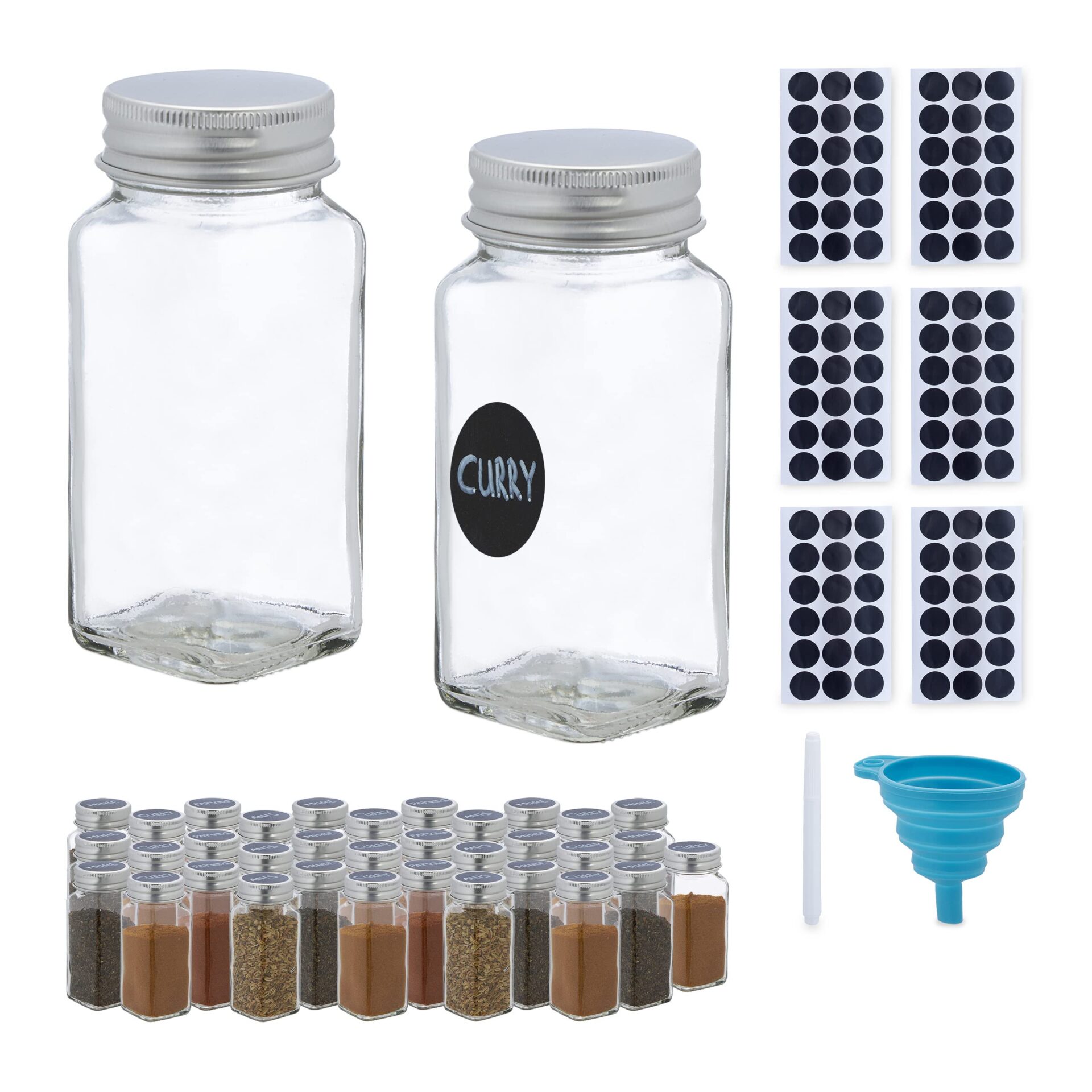 Relaxdays Słoiki na przyprawy, zestaw 36 sztuk, wkład do posypywania,