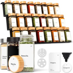 KIVY Regał na przyprawy ze słoiczkami | w zestawie 24 słoiki na przypr