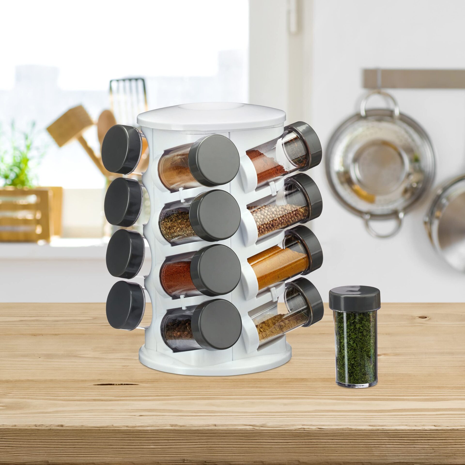 Relaxdays Stojak na przyprawy, obrotowy, 16 pojemników na przyprawy, n - obrazek 8