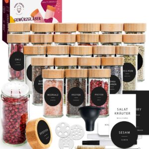 Okrągłe pojemniki na przyprawy [6 x 100 ml] etykiety do opisywania, ba